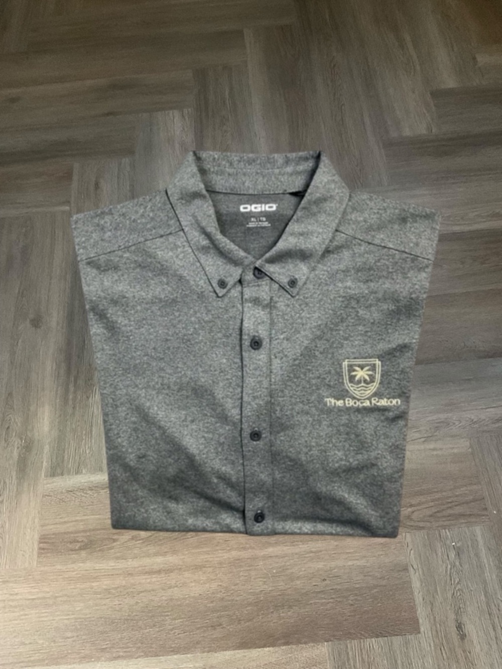 OGIO Shirt Mens XL Gray The Boca Raton Resort Club‎ Logo Button-Down Performance